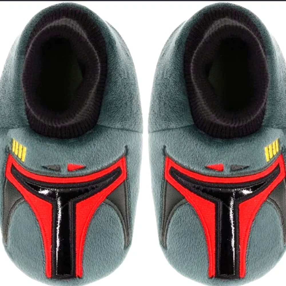 Star Wars Disney Bobba Fett Green Slippers Kids Size Medium 7-8